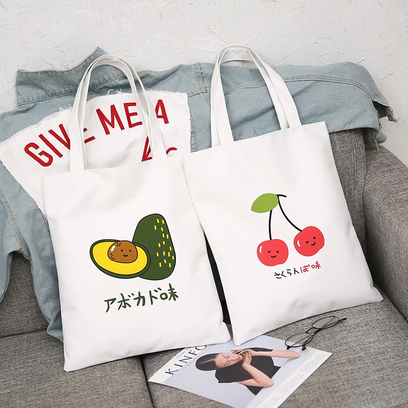 Women's Nylon Cherry Fruit Flower Cute Sewing Thread Square Zipper Tote Bag