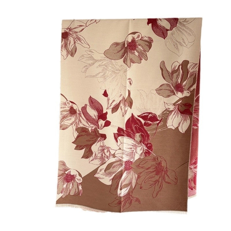 Women's Elegant Plant Imitation Cashmere Jacquard Scarf