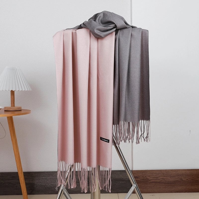 Double-sided Scarf Women's Winter Tassel Cashmere Scarf Autumn And Winter Version New Wool Men's Scarf