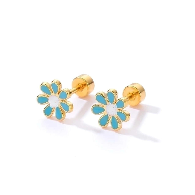Minimalist Flower Plating 201 Stainless Steel 18K Gold Plated Ear Studs