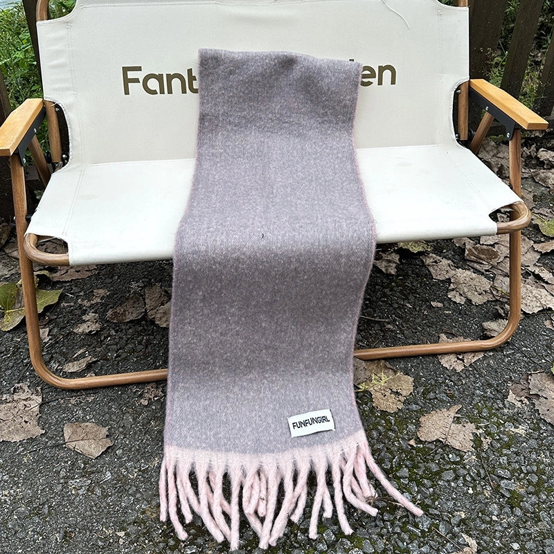 Women's Basic Minimalist Color Block Gradient Color Polyester Scarf