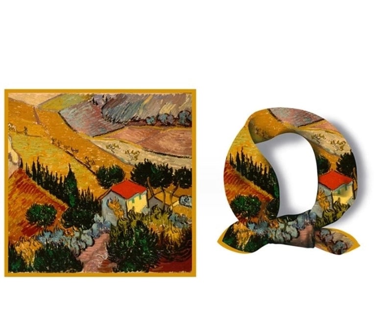 Women's Elegant Oil Painting Polyester Silk Scarf