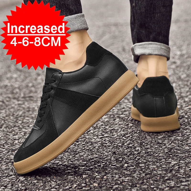 Gptsolvy Men Autumn Sneakers Elevator Shoes Men Heightening Height Increase Insole 8CM High Heels Shoes Casual Genuine Leather Sport Shoe