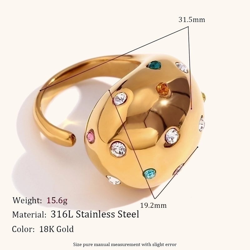Retro Lady Geometric Stainless Steel Plating Inlay Zircon Open Rings