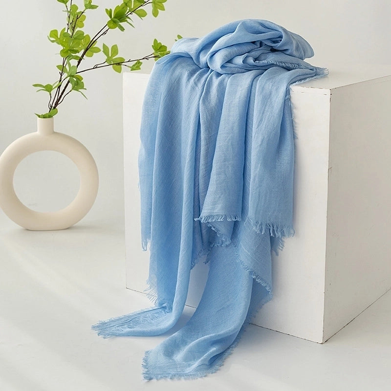 Women's Minimalist Solid Color Polyester Silk Scarf