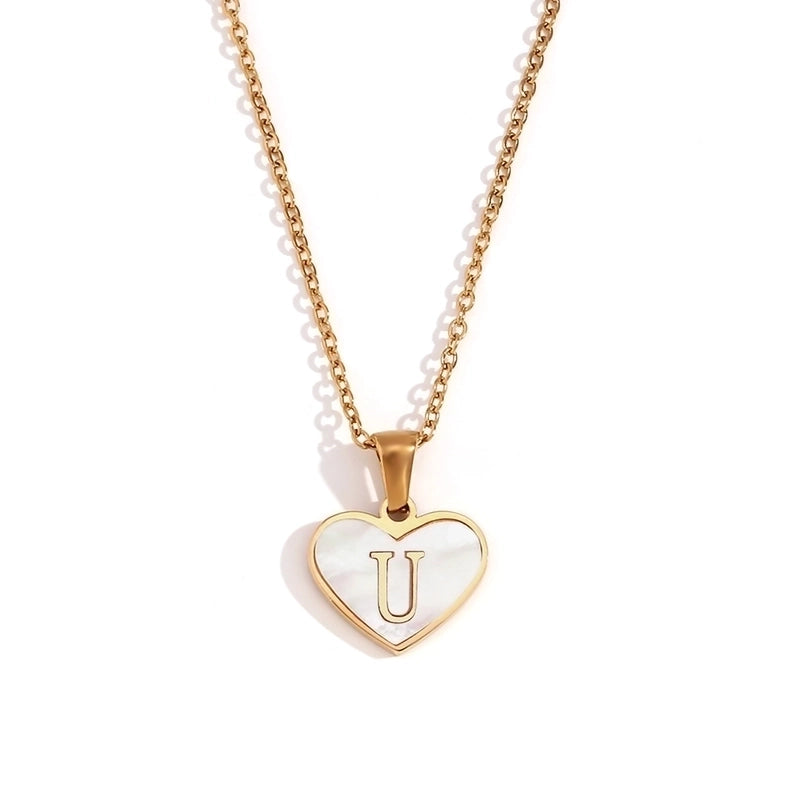 Minimalist Letter Heart Shape 304 Stainless Steel Shell Plating Pendant Necklace