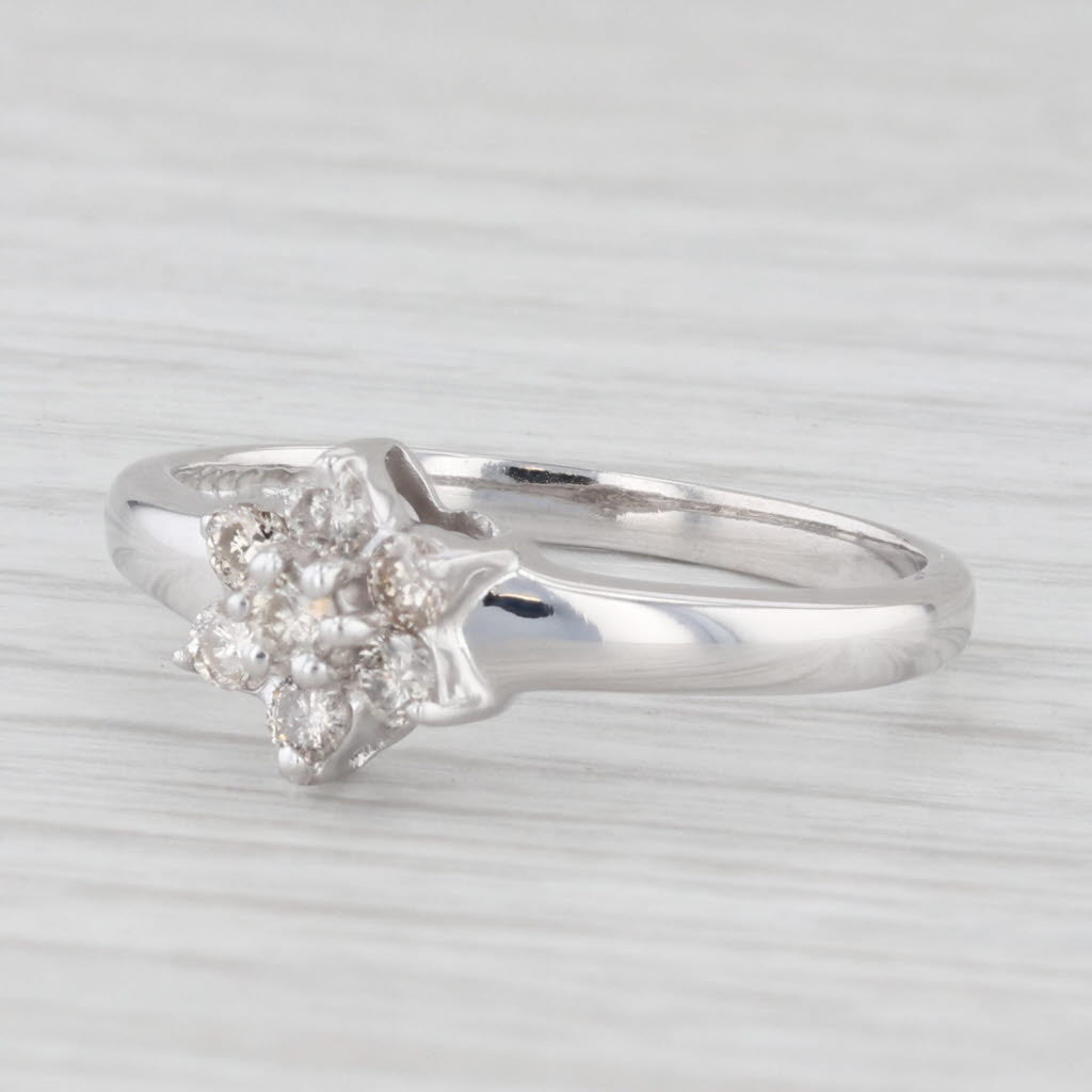 0.20ctw Diamond Flower Ring 14k White Gold Size 6.75