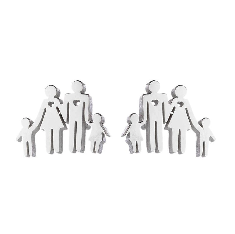 Minimalist Human Gingerbread Apple Stainless Steel Plating Hollow Out Ear Studs 1 Pair