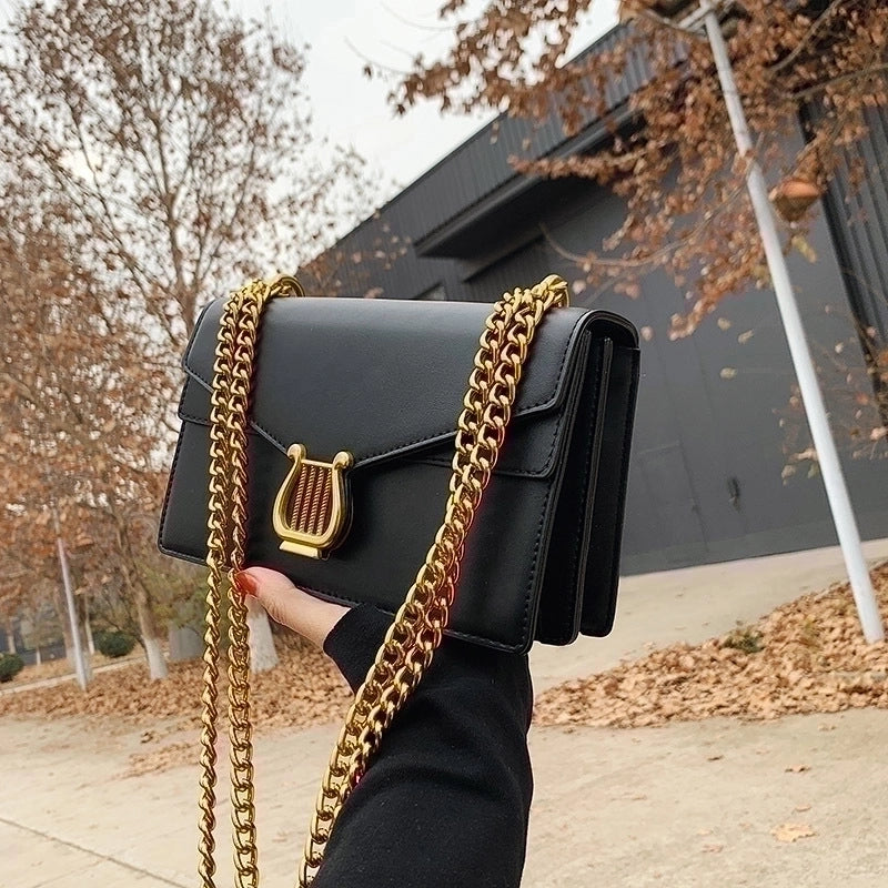 Women's Medium Pu Leather Musical Instrument Elegant Flip Cover Square Bag