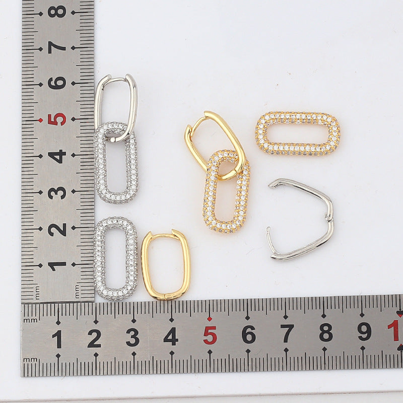Women Diamond Metal Geometric Geometric Copper Earrings