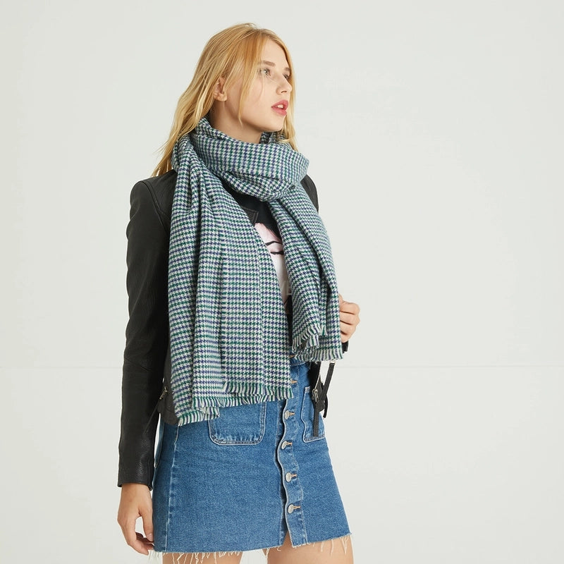 In Autumn And Winter Retro Color Matching Small Plaid Scarf Soft And Comfortable Warm  Shawl Scarf
