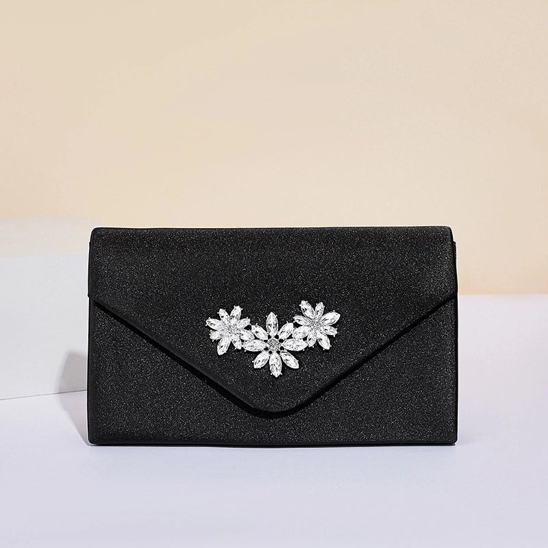 Black Silver Red Imitated Silk Solid Color Flower Square Evening Bags