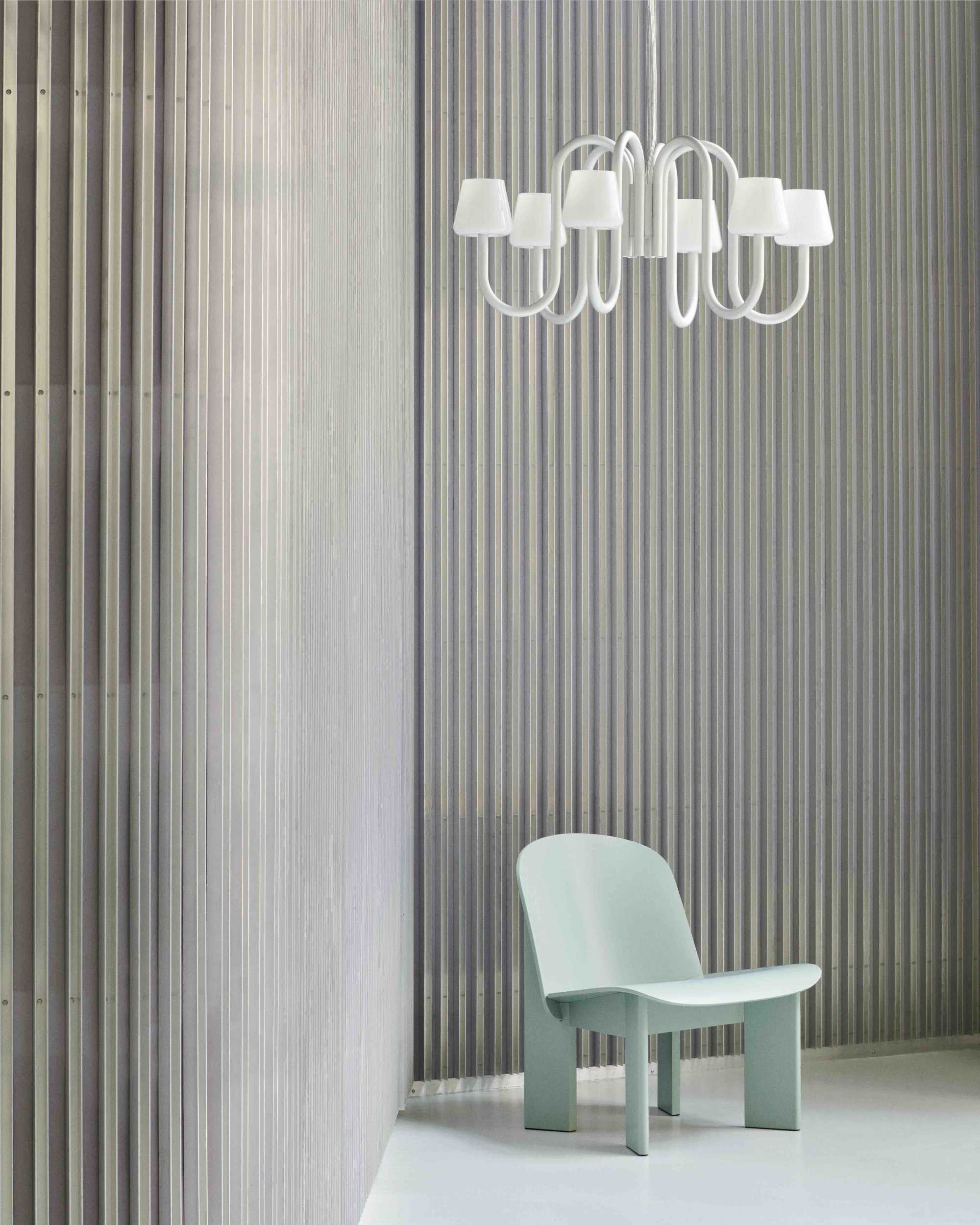 HAY Apollo chandelier 745 (six arms). white opal glass