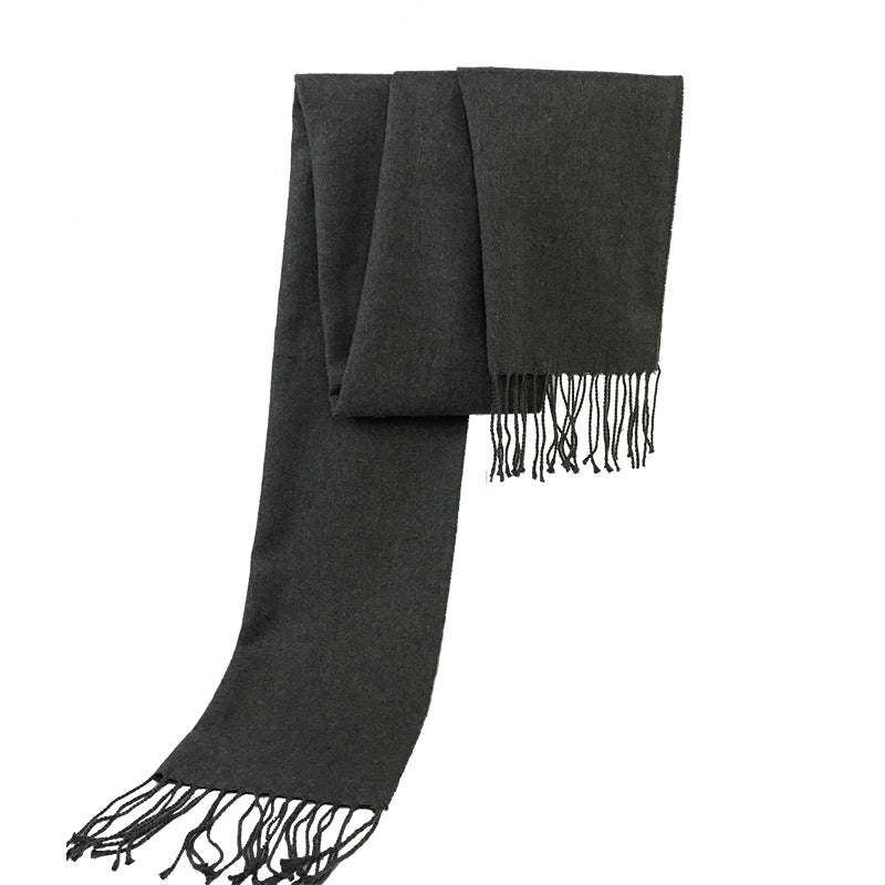 Autumn And Winter New Tassel Men's Scarf Double-sided Cashmere Scarf Long Tassel Warm Lovers Scarf