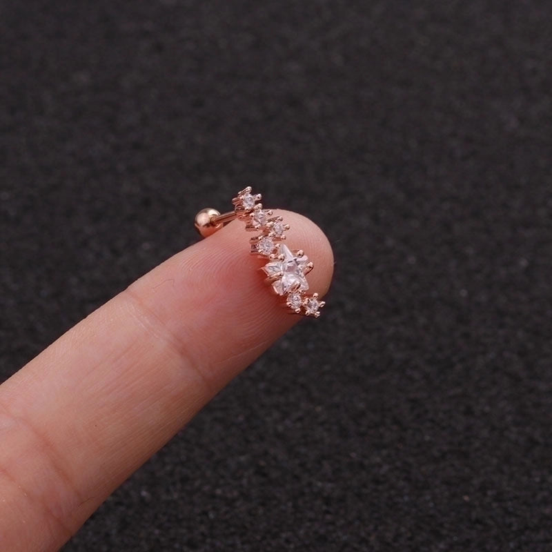Minimalist Triangle Round Water Droplets Stainless Steel Copper Inlaid Zircon Ear Studs 1 Piece