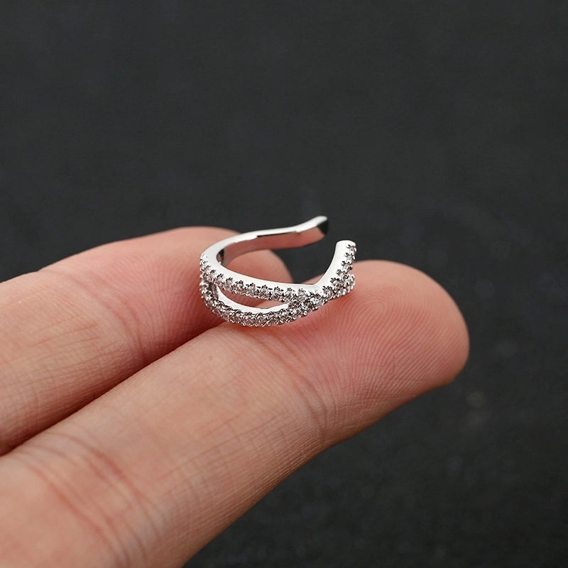 1 Piece IG Style Minimalist U Shape Star Inlay Copper Zircon Ear Cuffs
