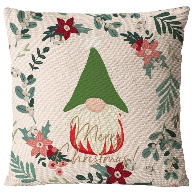 Christmas Glam Santa Claus Snowman Linen Pillow Cases Couch & Sofa Decor