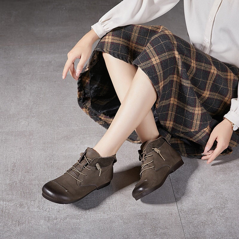 Handmade Barefoot Ankle Booties Mori Girl Shoes Soft Leather in Grey/Coffee