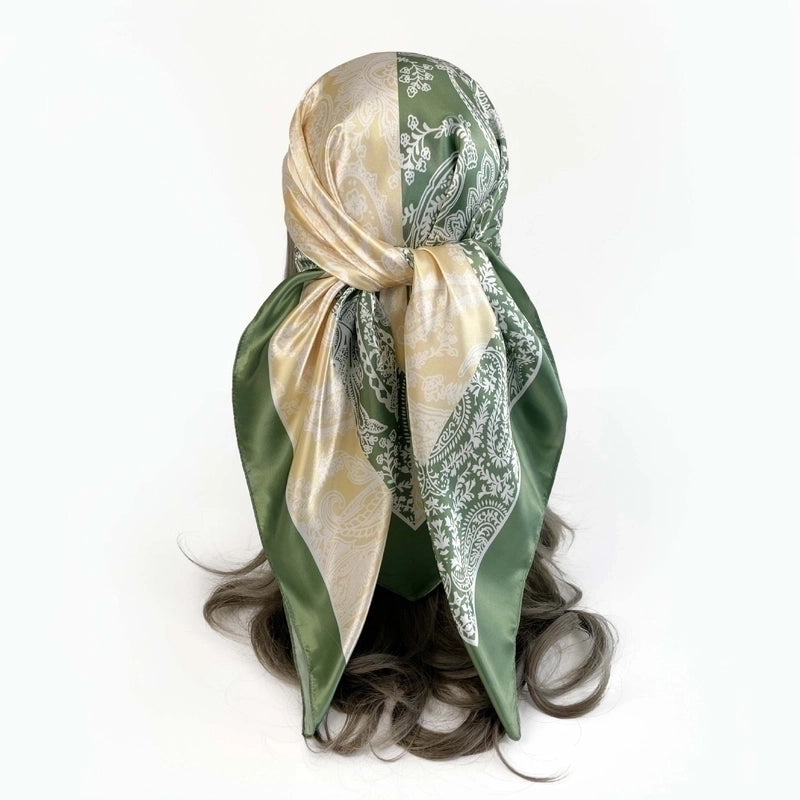 Women's Retro Flower Satin Printing Scarves & Gloves