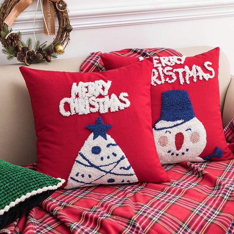 Christmas  Classic Style Christmas Tree Snowman Snowflake Cotton Pillow Cases Couch & Sofa Decor