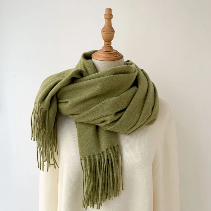 Women's Minimalist Solid Color Imitation Cashmere Tassel Scarf