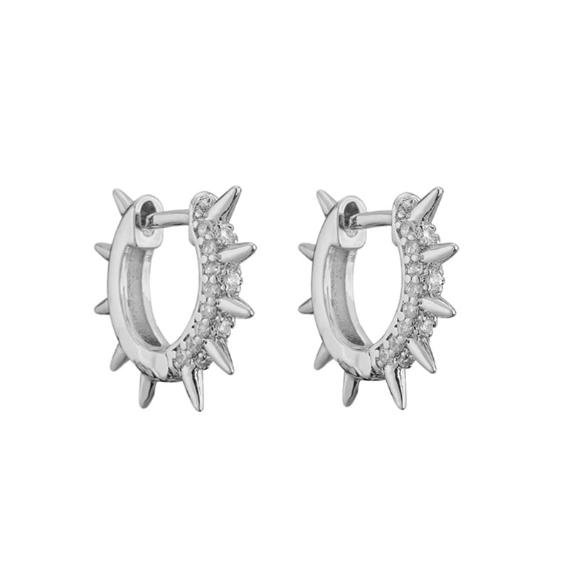 Simple Micro-inlaid Thorn Pointed Copper Plated Ear Clip