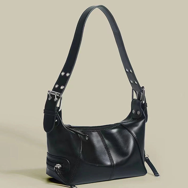 Women's Small Pu Leather Solid Color Streetwear Square Zipper Baguette Bag