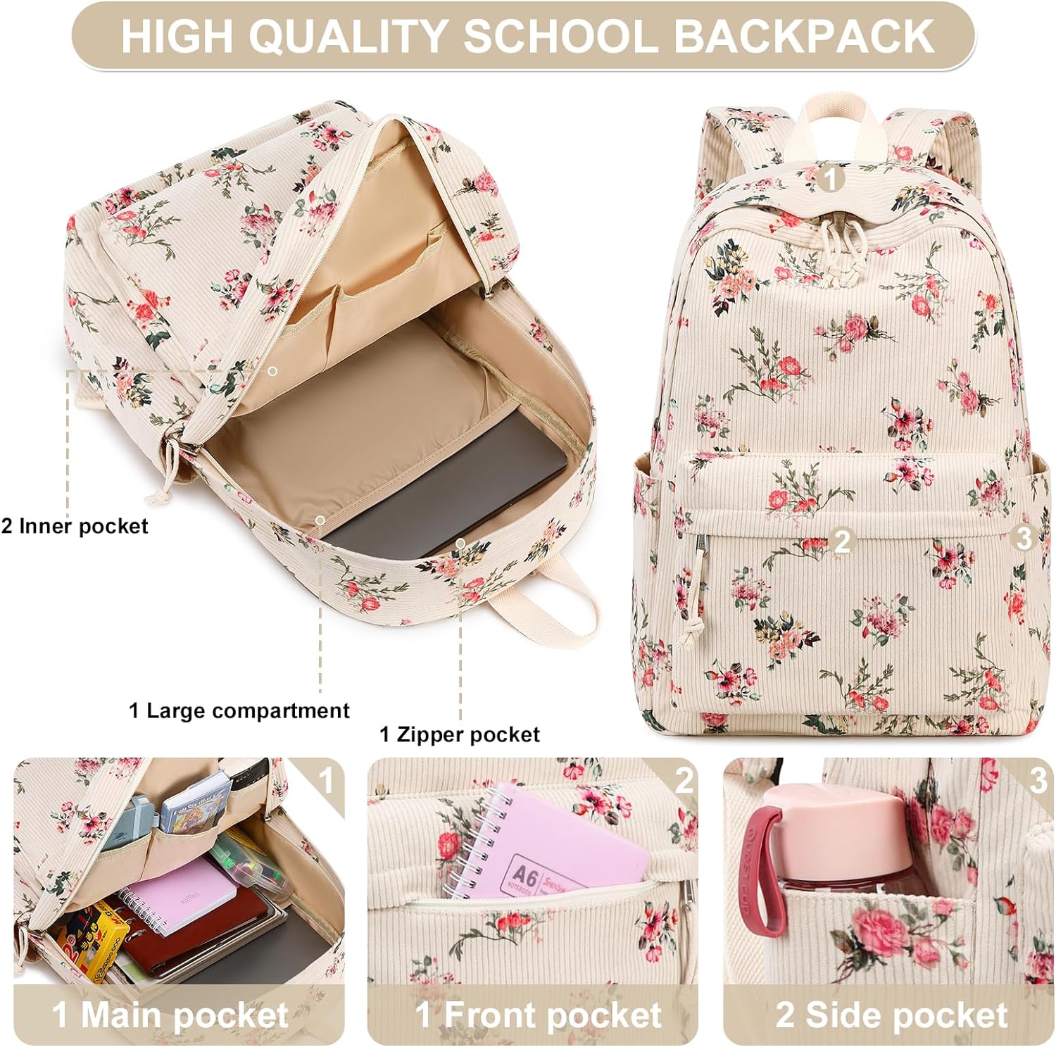Bluboon School Backpack Teens Girls Boys Kids School Book Bags with Lunch Box Pencil Bag