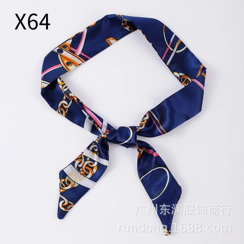 Silk Scarf Long Beveled Small Silk Scarf Double-layer Hair Belt Ribbon Decoration Tie Bag Hand Gift Box Silk Scarf