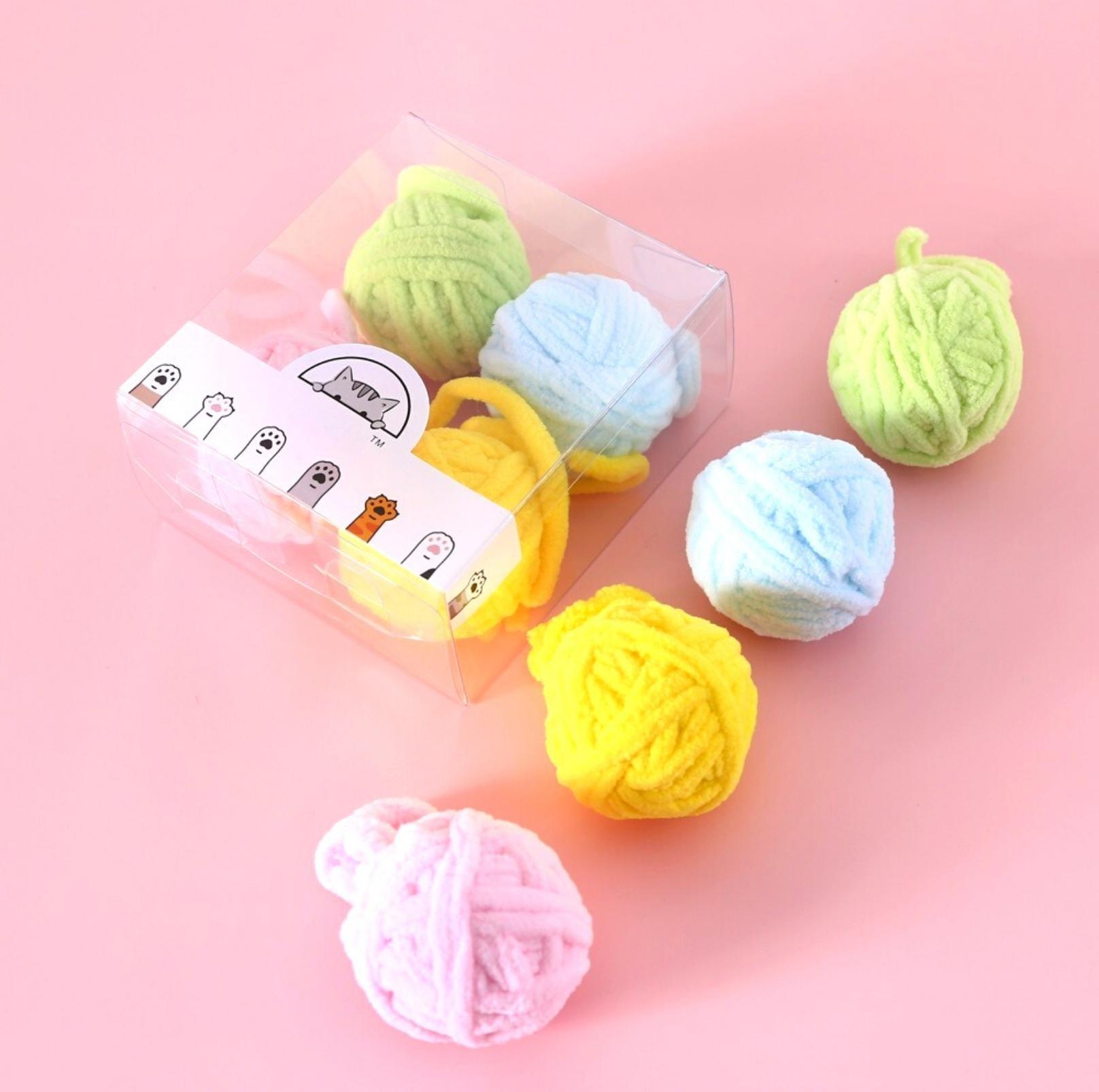 Macaroon Colour Plush Ball Set Cat Toys Dog Toys