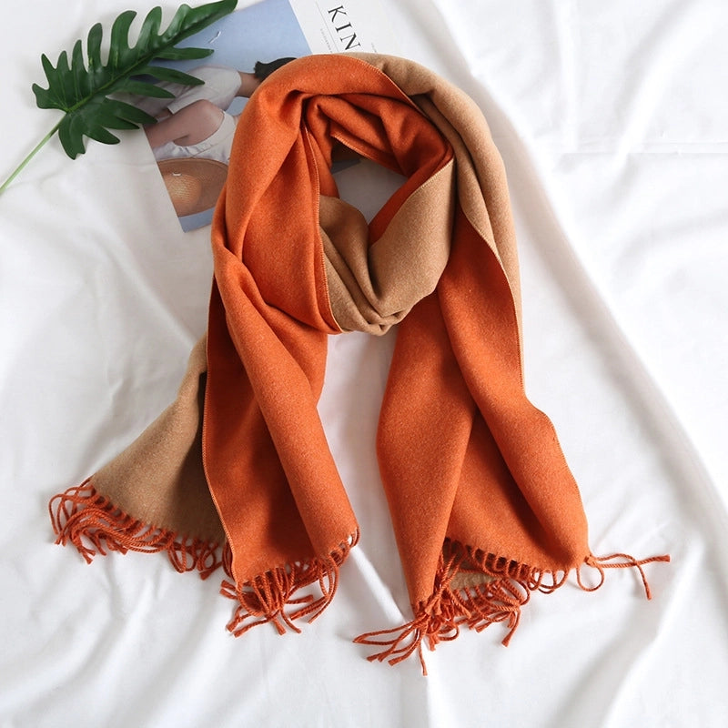 Autumn And Winter New Thickened Cashmere Double-Sided Scarf Women's Popular Versatile Color Matching Shawl Scarf