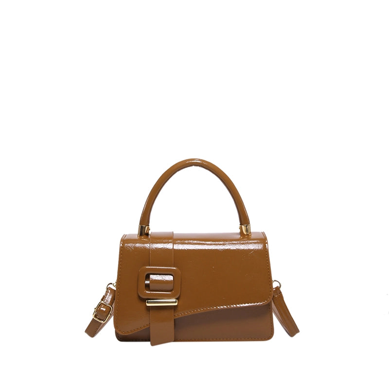 Women's Medium Pu Leather Solid Color Basic Classic Style Square Magnetic Buckle Crossbody Bag