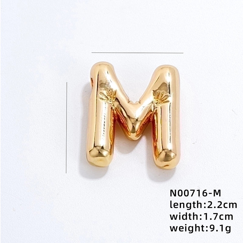 304 Stainless Steel Copper Gold Plated IG Style Minimalist Polishing Plating Letter Charms