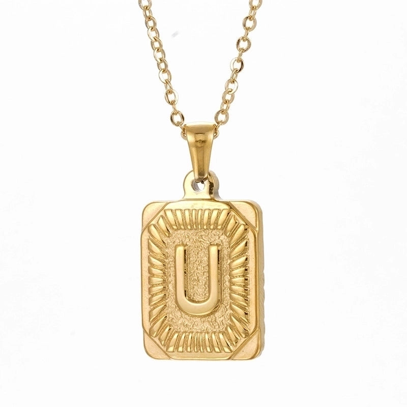 Retro Letter Square Stripe Stainless Steel Plating Necklace 1 Piece