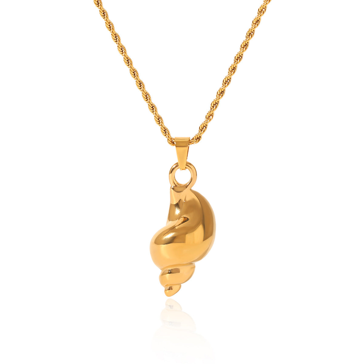 Ocean Scenery Stainless Steel Conch Pendant Necklace Fashion Necklace Titanium Steel Twisted Chain