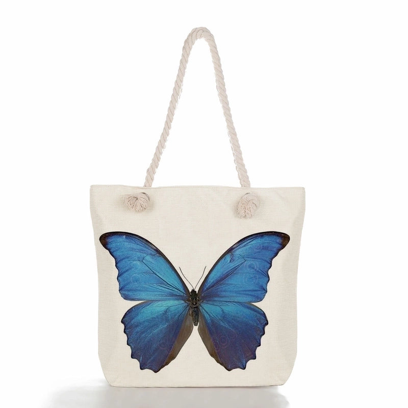 Women'S Vacation Butterfly Canvas Shopping Bags