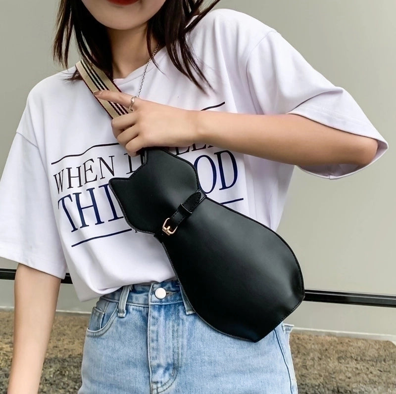 Women's Medium Pu Leather Animal Fashion Cat Zipper Crossbody Bag