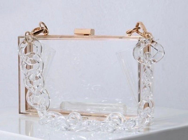 Red Transparent Fluorescent Green Arylic Solid Color Square Evening Bags