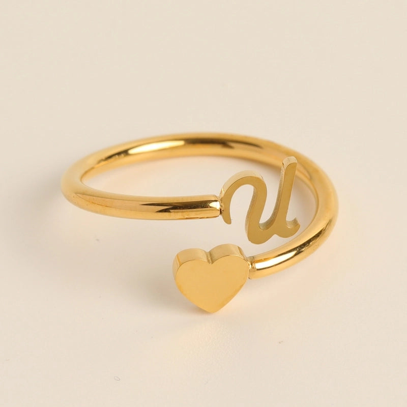 Fashion Letter 304 Stainless Steel Gold Plated Plating Stainless Steel Rings