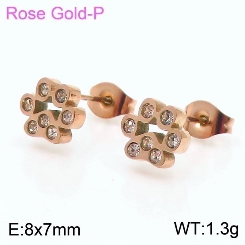 Minimalist Korean Style Animal Paw Print Titanium Steel 18K Gold Plated Plating Bracelets Earrings Necklace