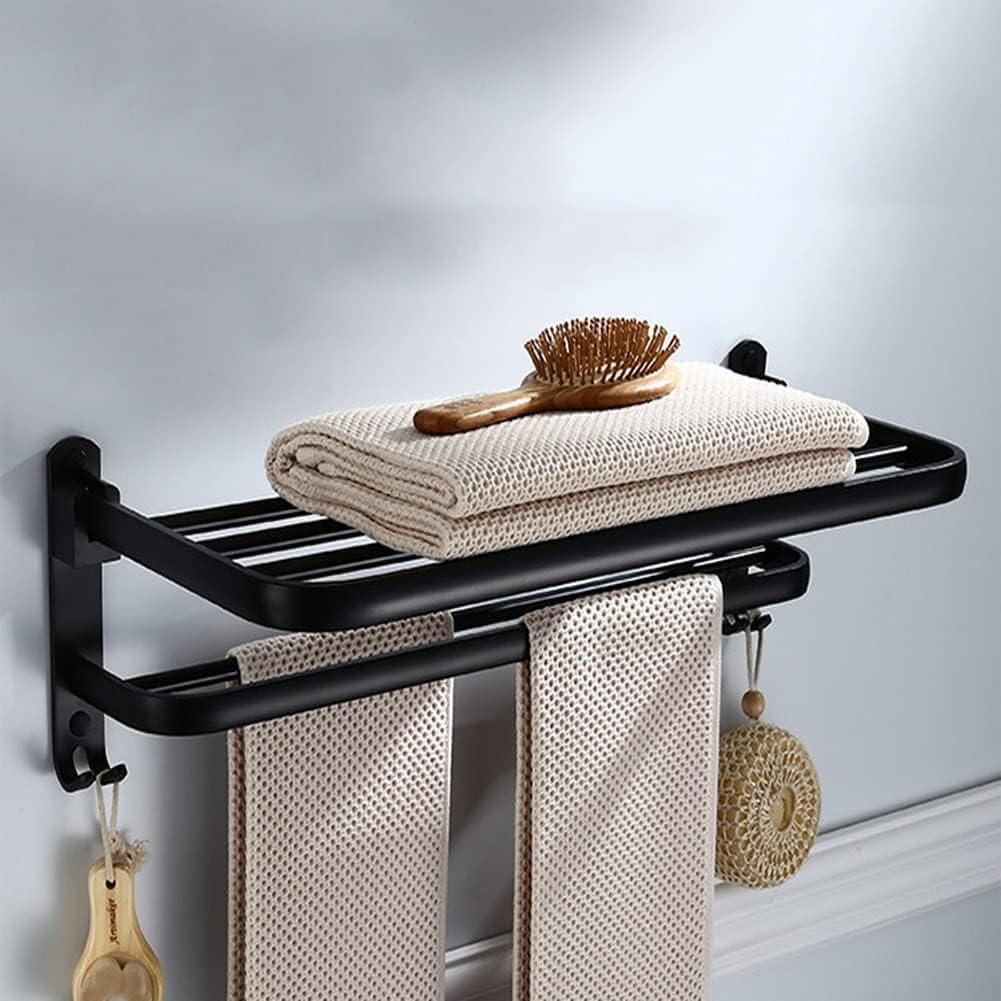 Wall Mounted Aluminum Alloy Towel Rack. Bathroom Towel Shelves With Double Towel Bars