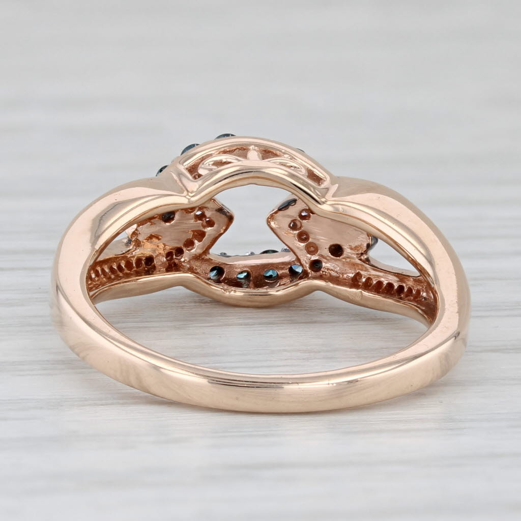 0.26ctw Blue White Diamond Knot Ring 10k Rose Gold Size 6.75