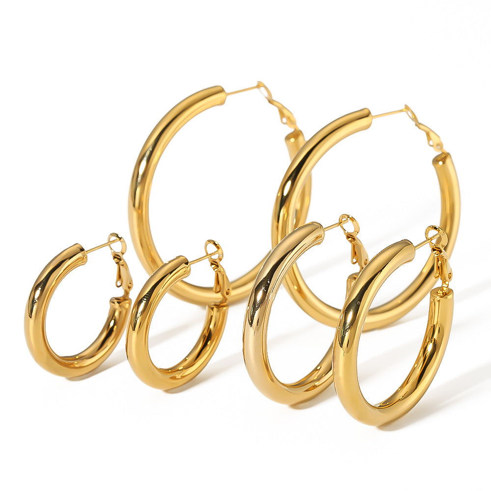 IG Style Round Geometric Stainless Steel Electroplating Earrings