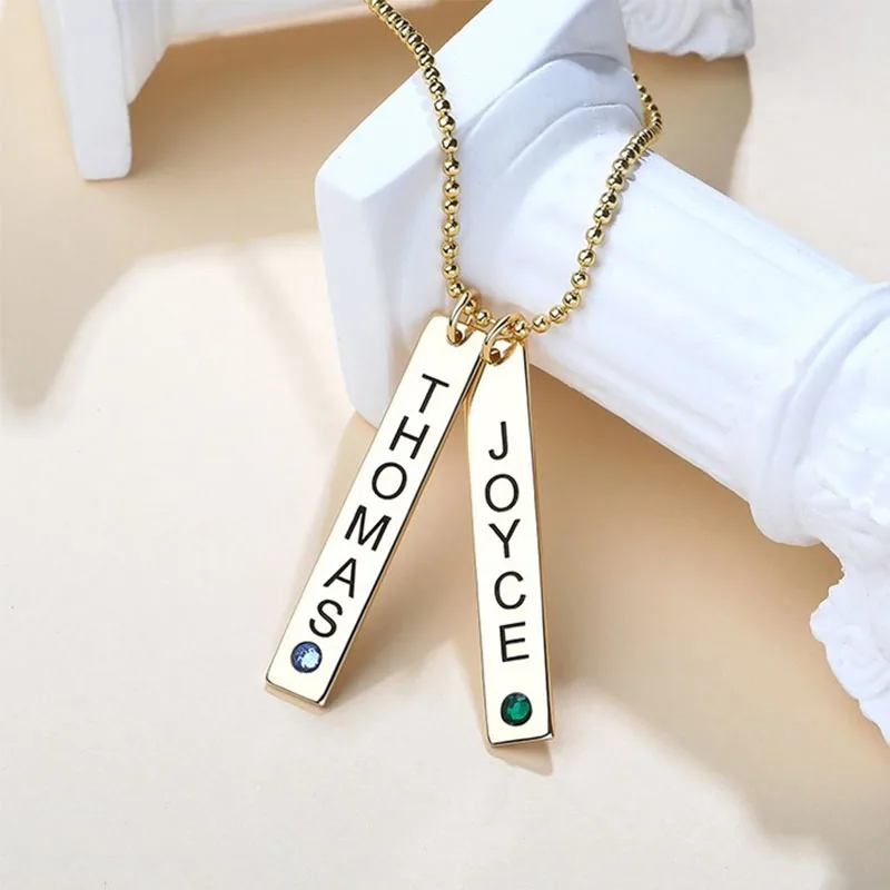 925 Sterling Silver Initial Letter Alphabet Name Personalized Bar Engraved Pendant Necklace