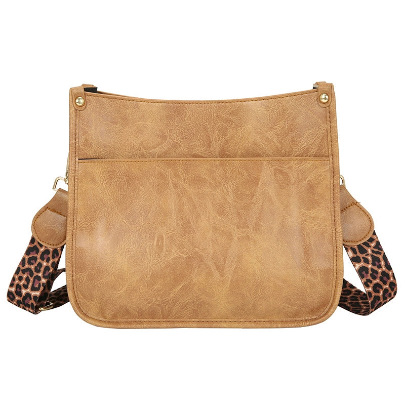 Women's Medium Pu Leather Solid Color Leopard Streetwear Zipper Crossbody Bag