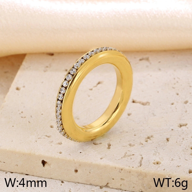 Vintage Style Minimalist Classic Style Geometric 304 Stainless Steel 18K Gold Plated Rings