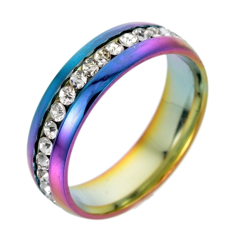 Geometric 201 Stainless Steel Rhinestone Gold Plated
