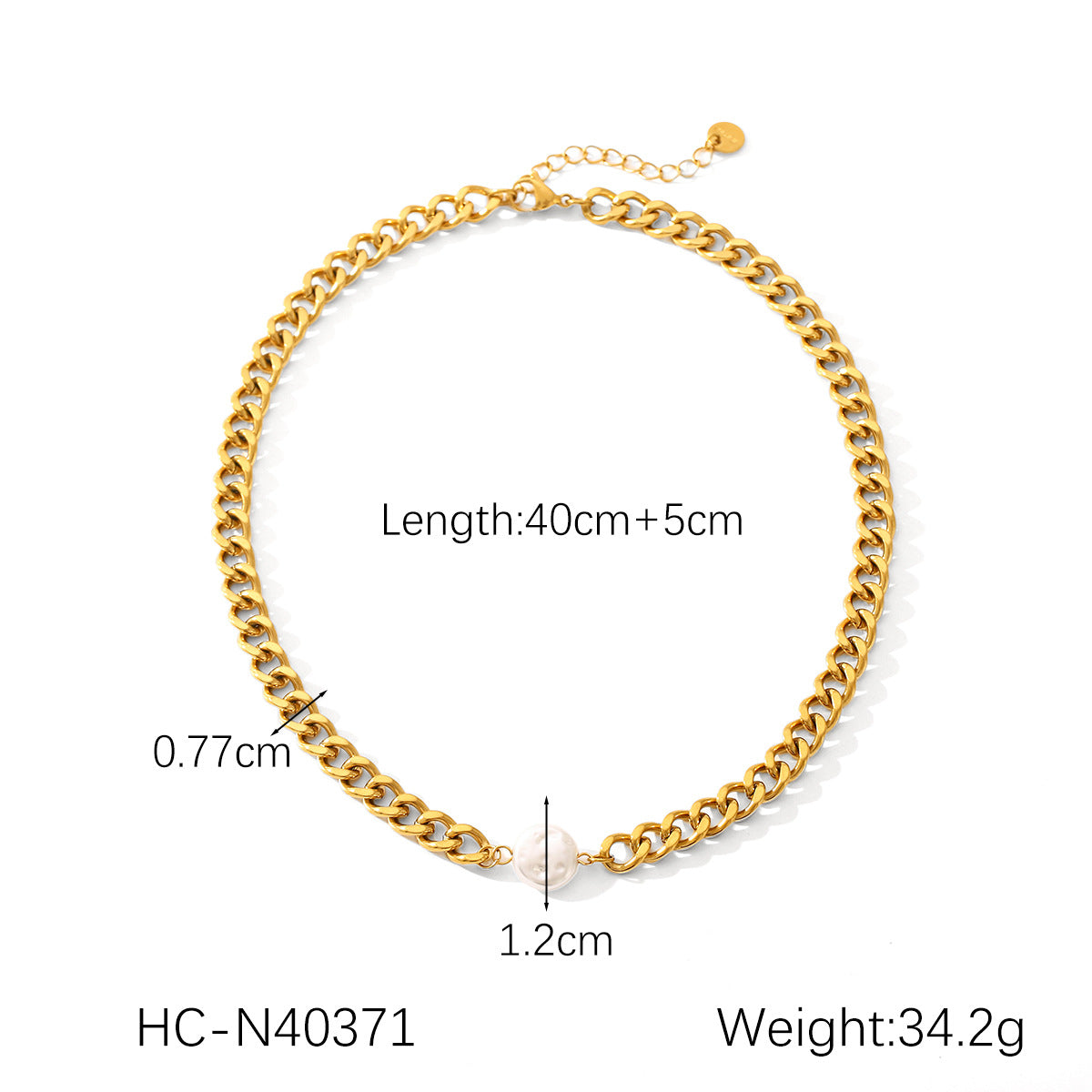 Stainless Steel Cuban Necklace Women'S Pearl Pendant Necklace