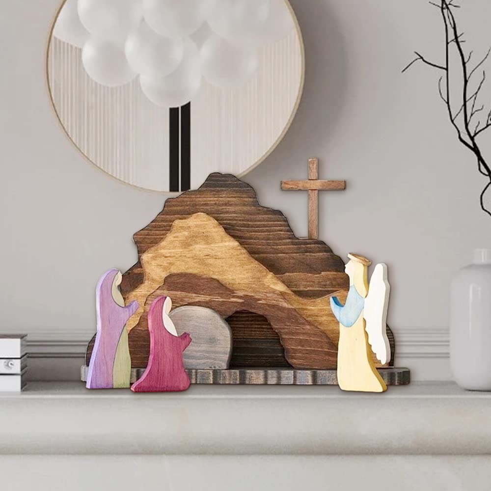 ⛪Handmade Jesus Tomb-Easter Scene Wooden Decoration