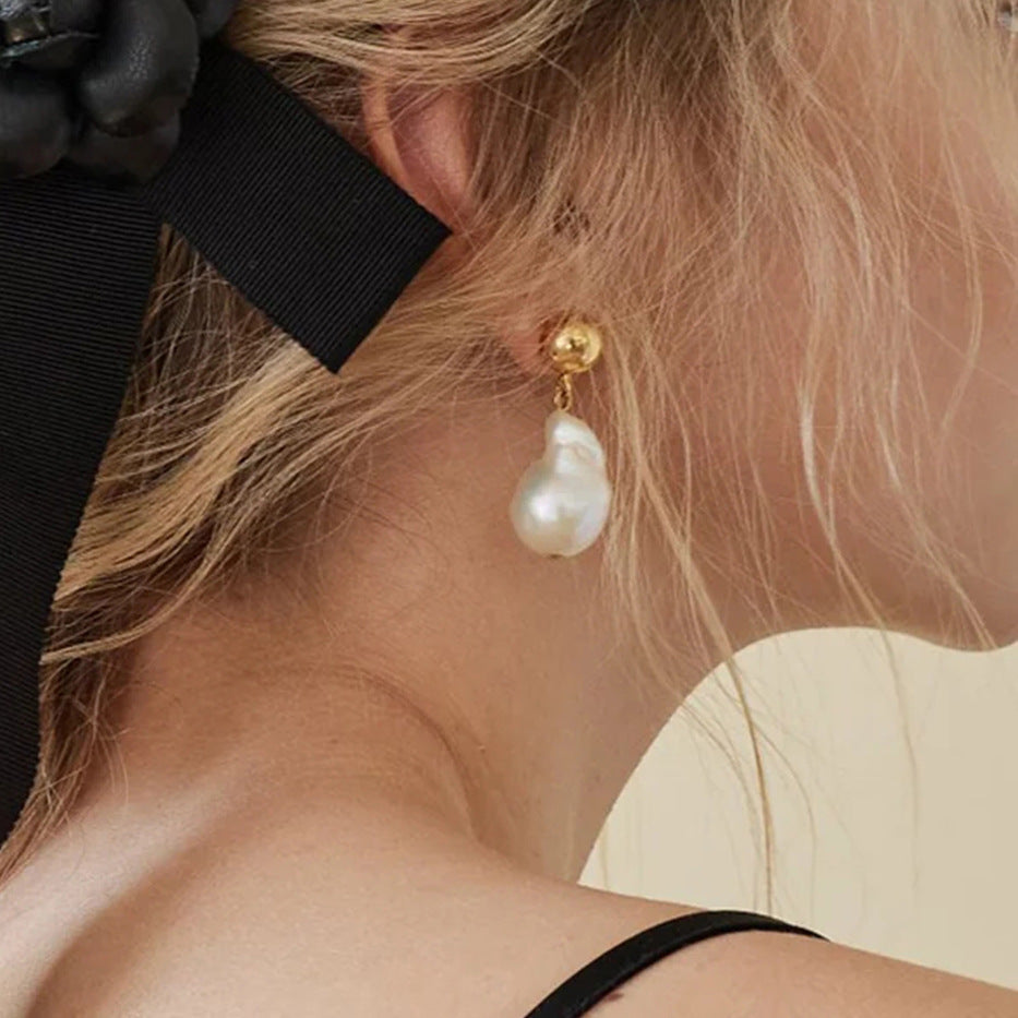 Stainless Steel Pearl Earrings Ins Earrings Titanium Steel Earrings Earrings